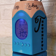Load image into Gallery viewer, Personalized Pencil Holder with Digital Clock, Includes personalized Pen & Ruler