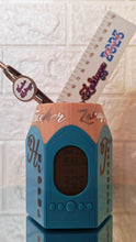 Load image into Gallery viewer, Personalized Pencil Holder with Digital Clock, Includes personalized Pen &amp; Ruler
