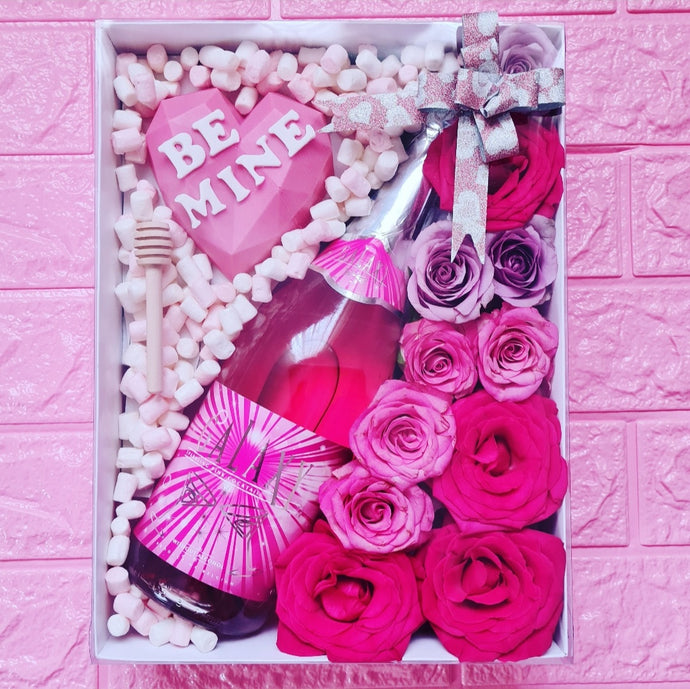 Roses, Chocolate & Bubbly Box - Pink